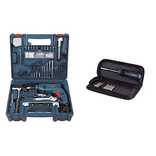 Image of BOSCH Professional GSB 500 RE Corded-Electric Drill Tool Set, 10 mm, 500 Watt, 1 Year Warranty, Blue