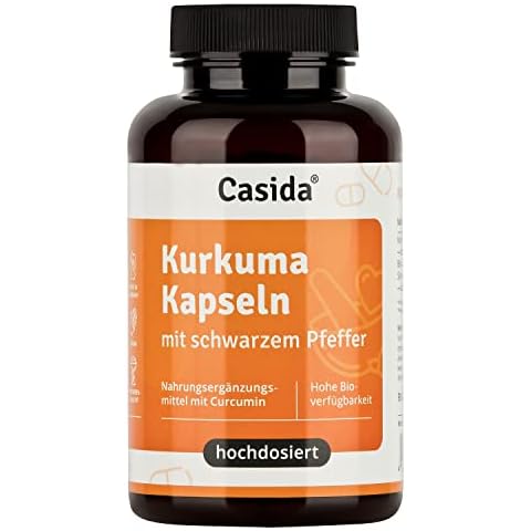 Casida® Bio Kurkuma Kapseln + Pfeffer Curcumin hochdosiert 95% igen Curcuma Extrakt in Kombination mit Kurkuma Pulver und Piperin aus schwarzem Pfeffer Extrakt - Vegan - 90 Kapseln Cover