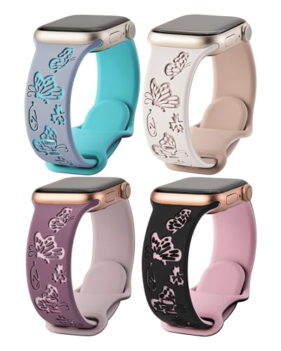 Catálogo para Comprar On-line Colorante Mariposa Tonos - los más vendidos. 49 Fullmosa 4 Piezas Correa Para Apple Watch 44mm 45mm 49mm 42mm Two-Tone de Mariposas Florales Grabados,Correa Silicona Suave Deportiiva para iWatch Ultra2 Ultra Series 9 8 7 6 5 4 3...