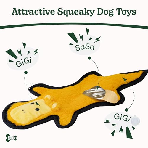 Image of SHARLOVY No Stuffing Dog Toys Crinkle Squeaky, Long Lasting Chews for Aggressive, Durable Plush Dog Puppy Chew Toys for Teething, with 6 Tough Layers for Small Medium Large Breed-3 Pack,Small