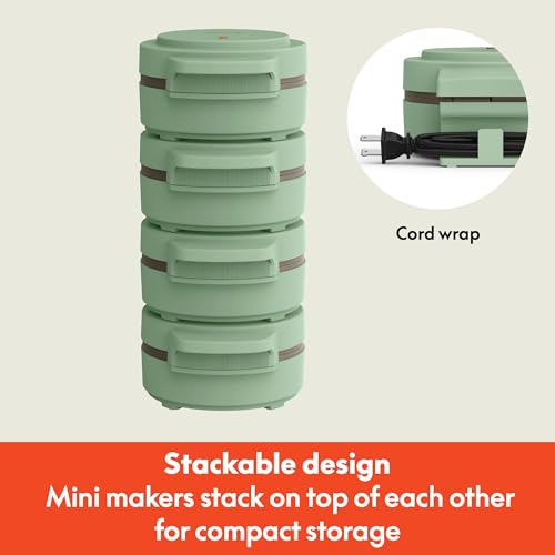 Image of bella Stack & Store Mini Waffle Maker, 4-Inch Ceramic Non-Toxic, Seaglass
