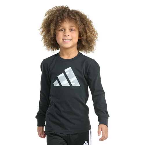 adidas Boys' Long Sleeve Halftone Camo Logo Tee