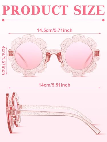 Image of Geyoga Kids Flower Sunglasses Colored Round Flower Glasses Cute Girls Baby Toddler Groovy Sunglasses for Outdoor Party Beach