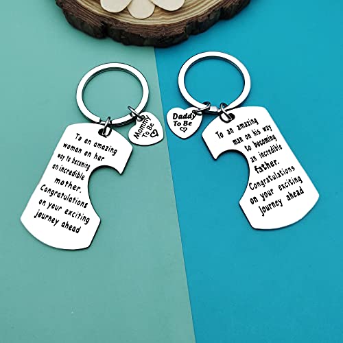 image for Dabihu Mom to Be Gifts Daddy to Be Keychain Set Pregnancy Announcement