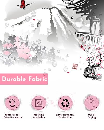 Lindameler MY0319 Japanese Asian Shower Curtain Cherry Blossom Mountain Shower Curtain Asian Anime Shower Curtains thumb #4