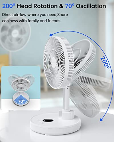 Tripole 12'' Standing Fan Oscillating Pedestal Fan, Rechargeable Battery Operated Fan Quiet Height Adjustable Floor Fan With Remote Timer, Foldaway Portable Fan For Bedroom Home Travel, 5-31H Working #TOP4