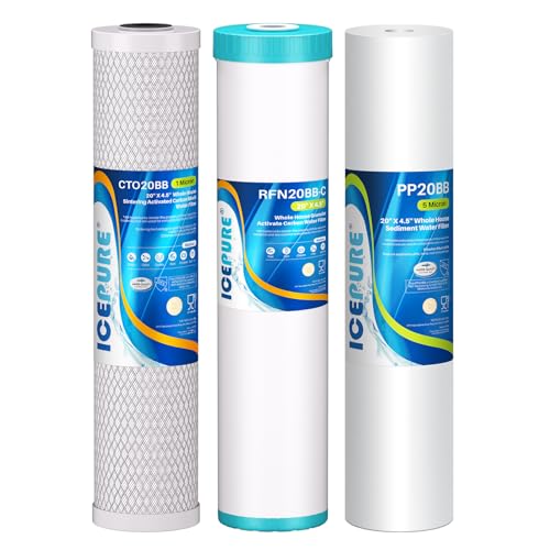 Image of ICEPURE 3-Stage 4.5 inch x 20 inch Whole House Water Filter Cartridge Kit, 5 Micron Sediment, GAC, and Activated Carbon Block Filter Raplacement for DB20P, EP20-BB, PACK of 1