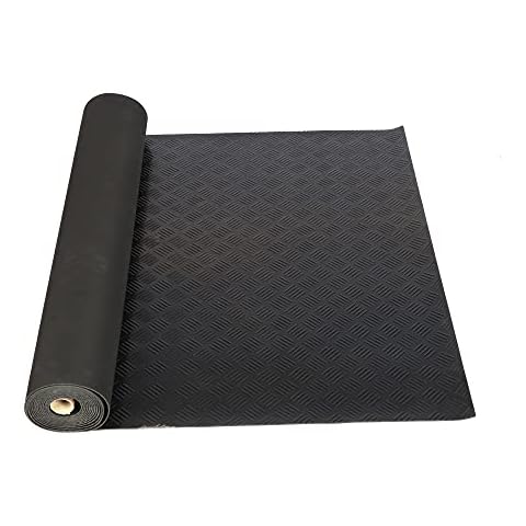uyoyous Gummimatten Meterware Schutzmatte Bodenmatte 100 x 500 cm Riffelblech Gummimatte rutschfest Gummiläufer Gummi Bodenbeläge Matte Wasserfest, Extrem belastbar, | Stärke: 3mm | Schwarz Cover