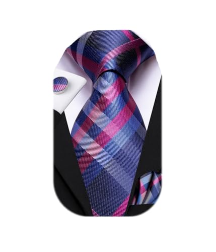 Image of Dubulle Mens Paisley Striped Tie Woven Necktie for Men and Handkerchief Cufflinks Set Wedding Formal Business