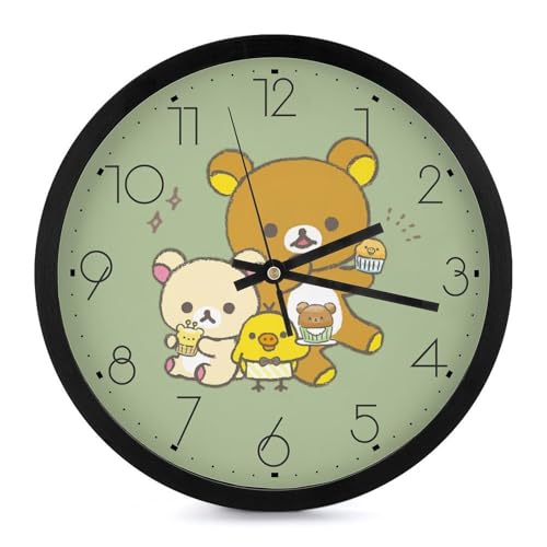 掛け時計 リラックマ かけ時計 壁掛け時計 時計 クロック 壁掛け Wall Clock 円形 連続秒針 電池式 直径25cm 取り付け簡単 部屋飾り 贈り物