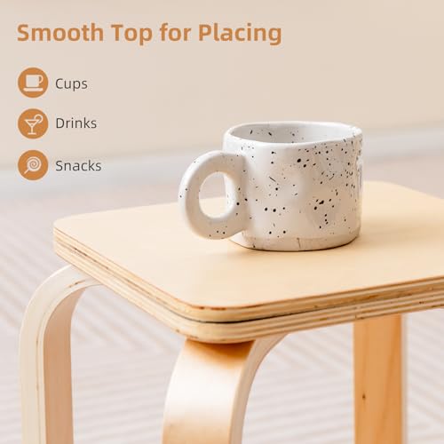 Image of GLACER Stackable Stools, 18-Inch Wooden Student Chair Set of 4 w /Square Top, Anti-Slip Foot Pad, Flexible Seating for Elementary, Classroom Stools for Dining Room Office Kitchen (Natural)