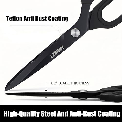 LZBWOL Sharp Scissors All Purpose, Heavy Duty 10" Scissors for Office, Soft Comfort Grip for paper Craft - Black — view 3