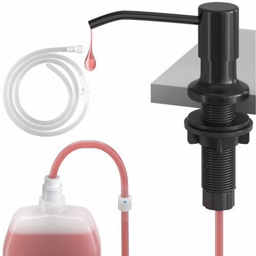 Image of Sink Soap Dispenser, OHiHi Kitchen Sink Soap Dispenser with 47 inch Extension Tube, Wide Pump Head Base, No Water Leaking, No Need to Fill The Little Bottle Again, Black