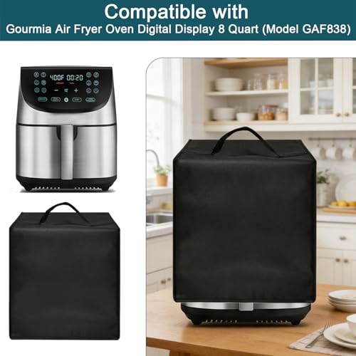 Image of Air Fryer Dust Cover for Gourmia GAF838 8 Qt Air Fryer Oven 14.5 inchD x 11.2 inchW x 13.4 inchH, Reusable 600D Nylon w / 12m Aluminum Foil, Heavy Duty, Heat Resistant, Waterproof, Dustproof