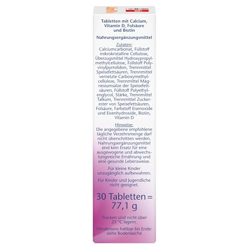 Doppelherz Calcium 900 + D3 + Biotin – Calcium leistet einen Beitrag zum normalen Knochenerhalt und zur normalen Muskelfunktion – 30 Tabletten
