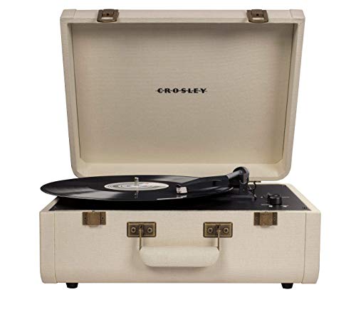 Crosley Portfolio Vintage 3-Speed Bluetooth Suitcase Turntable with Built-in Speakers, Crème Cover