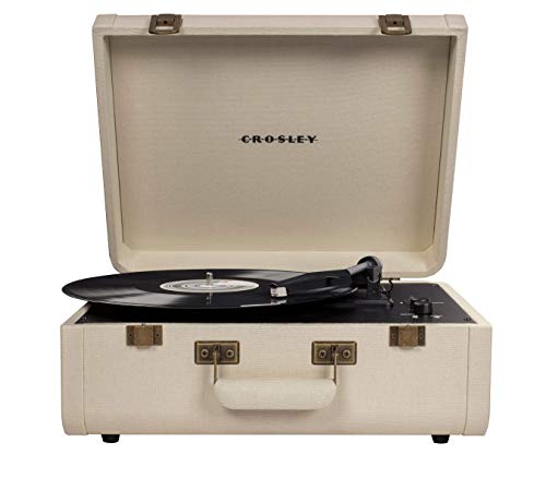 Crosley Portfolio Vintage 2-Speed Bluetooth Suitcase Turntable with Built-in Speakers, Crème