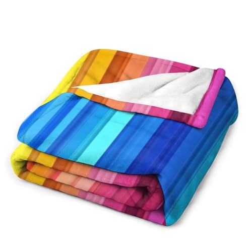 Couverture en flanelle arc-en-ciel chaude pour canapé et bureau