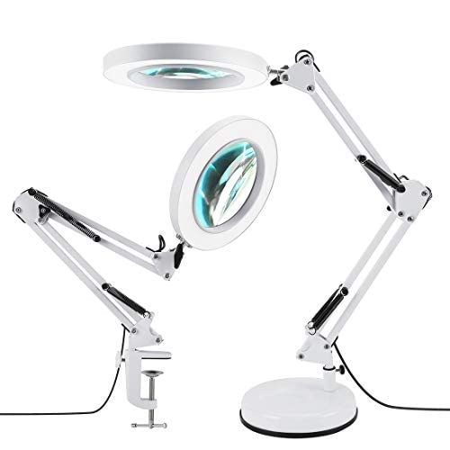 Lupa Lupa 2 en 1 con luz y Soporte 3 Modos de Color Dioptría LED Regulable Continua Alta claridad para Trabajos cercanos lupas