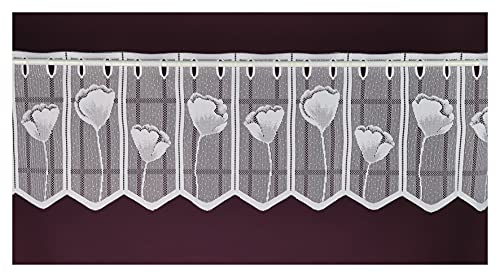 Schmidtgard Stoffe Jacguard Rideau brise-bise à motif floral vintage Blanc 30 x 140 cm Cover