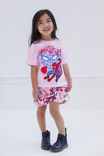 Image of Marvel Girls T-Shirt and French Terry Shorts Outfit Set Toddler to Big Kid Sizes (2T - 14-16)