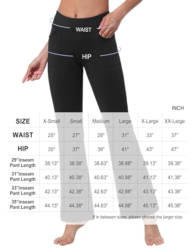 Image of BUBBLELIME 29 inch /31 inch /33 inch /35 inch /37 inch Women High Waist Bootlegs Yoga Pants Tummy Control Bootcut Workout Flared Out Pockets