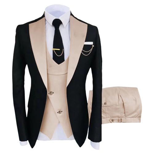 Traje de Hombre de Corte Entallado, Formal, Negocios, 3 Piezas, para Boda, graduación, Esmoquin, Color Beige, Talla pequeña