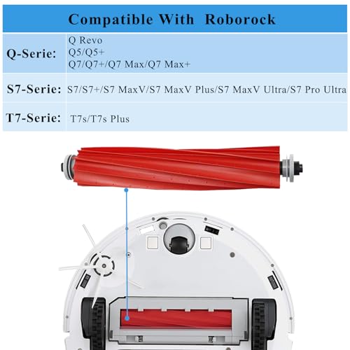 Image of Rubber Main Brush Compatible with Roborock Q Revo /S7 /S7+ /S7 MaxV /S7 MaxV Plus /T7S /T7S Plus /Q7 /Q7 + /Q7 Max /Q7 Max+ /Qrevo Pro /Qrevo S /Qrevo Plus Robot Vacuum Cleaner
