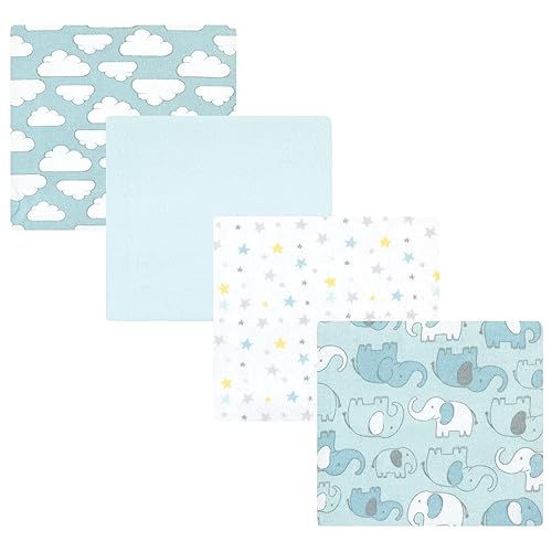 Image of Hudson Baby Unisex Baby Cotton Poly Flannel Receiving Blankets, Boy New Elephant, One Size
