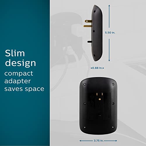 Philips Philips 6-Outlet Extender Surge Protector, 900 Joules, 3-Prong, Space Saving Design, Protection Indicator LED Light, 2 Pack, Black, SPP3466BC/37 - Thumbnail 4