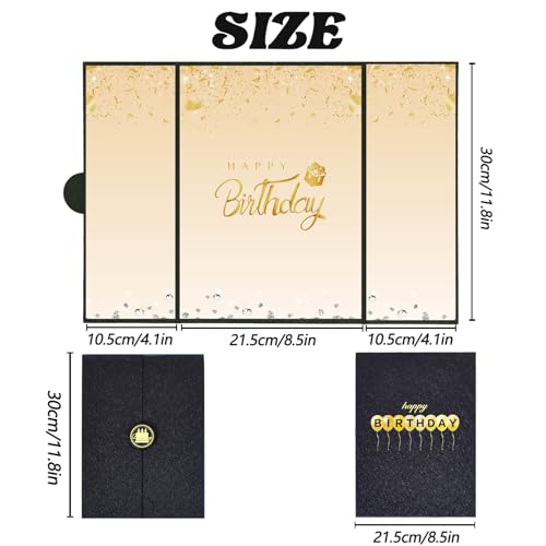 Image of Crenics Black and Gold Birthday Decorations for Women Men, Creative Birthday Guest Sign in Book Alternative, Happy Birthday Signature Book 18 inch x 12 inch, Great Birthday Gifts for Girls or Boys