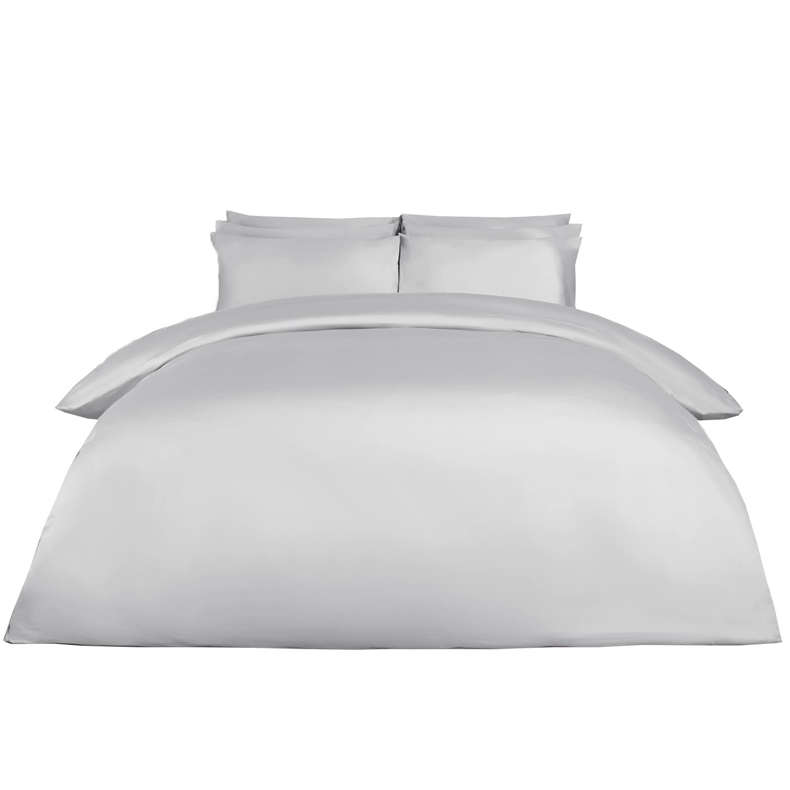 Highams Silver Grey 220 Thread Count Single Bed Duvet Cover Set, 100% Cotton Soft Comfortable Bedding Luxury Comfort Hotel Quality Duvet With Pillowcase, Single