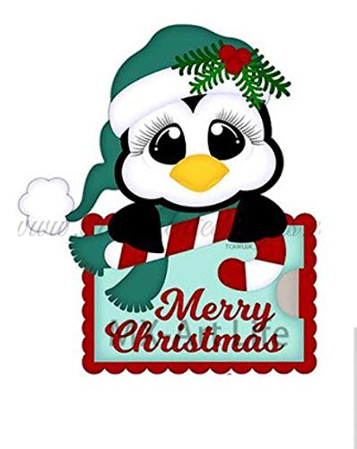 Penguin Wearing a Santa Hat, Gift Tag Die Cutter (XD 67)