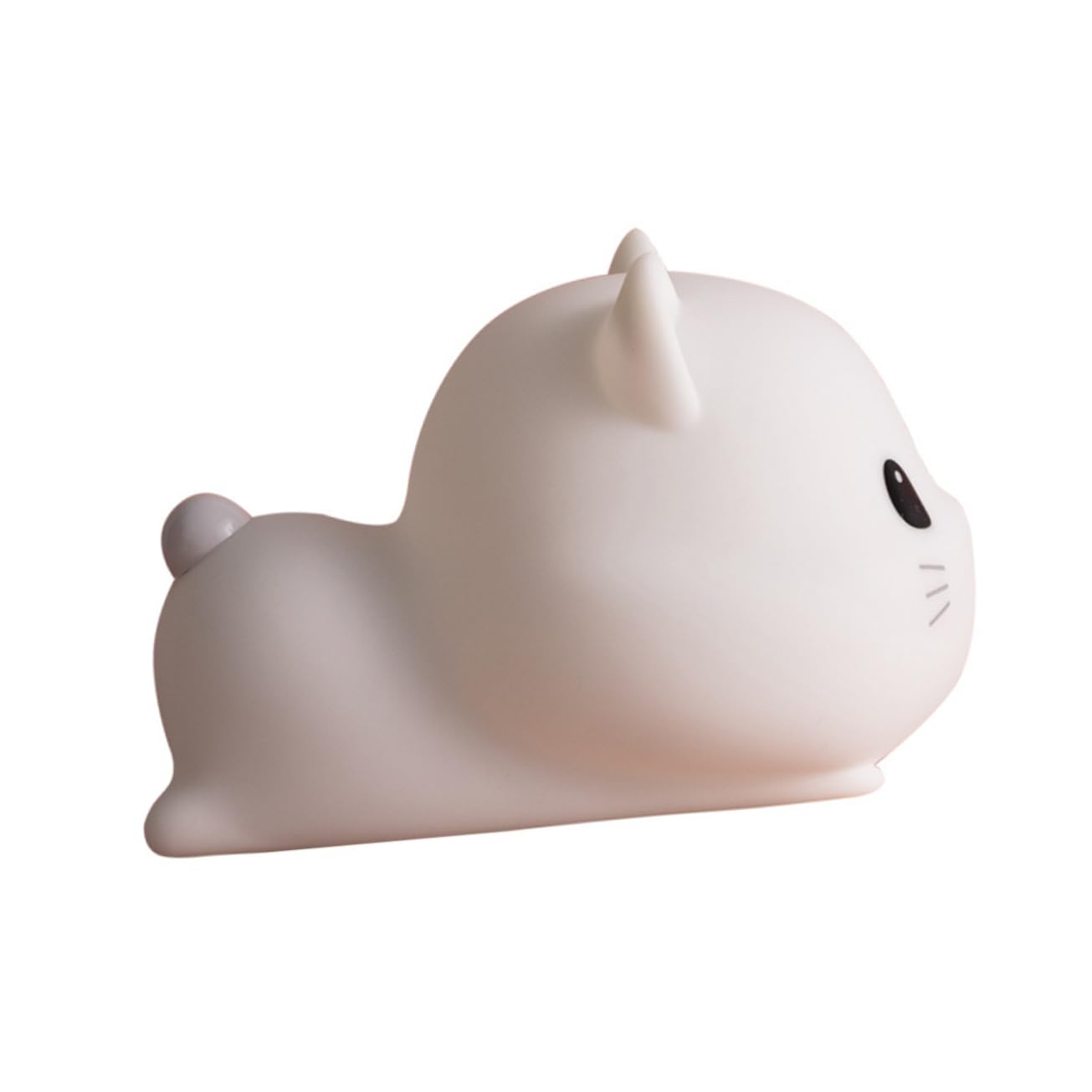 OSALADI Lámpara de Noche de Gato USB Recargable de Silicona Color Blanco
