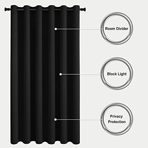 Image of DWCN Total Privacy Room Divider Blackout Curtain - Thermal Curtains for Patio Door, Living Room, Bedroom Partition and Shared Office Space, 1 Grommet Curtain Panel, 8.3ft Wide x 7ft Tall, Black