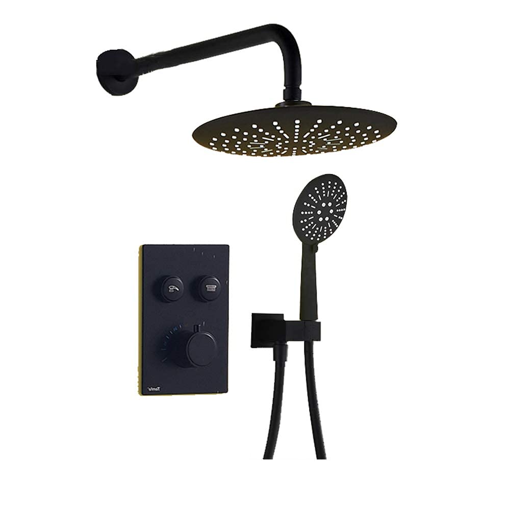 Mitigeur de douche de salle de bain au design noir mat suspendu avec finitions haut de gamme