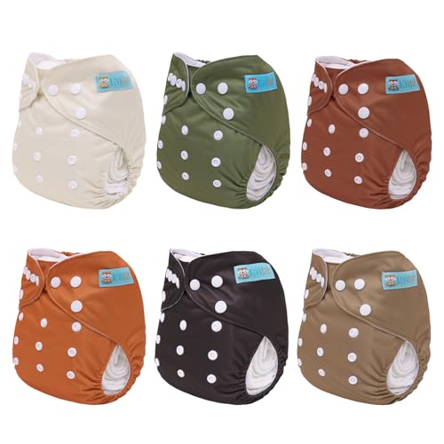 Image of ALVABABY Baby Cloth Diaper 6 Pack with 12 Inserts One Size Cloth Diaper Covers Adjustable Washable Reusable for Baby Girls and Boys