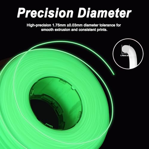 Image of PLA Force Glow Green Filament, Glow in Dark Filament 1.75mm, 1KG | Toughened Glow Green 3D Filament Features Vibrant UV-activated Glow in the Dark Effects