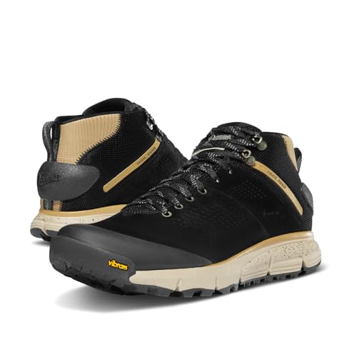 Danner Trail 2650 Gore-Tex Mid 4' Waterproof Hiking Shoes for Men - Suede and Textile Upper with Comfort Footbed, EXO Heel System & Traction Outsole, Black/Khaki - 11 D