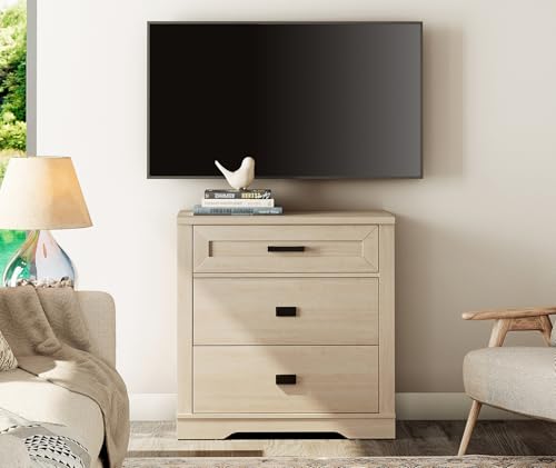 Image of WAMPAT 32-inch Tall Large Wooden Nightstand with Drawers