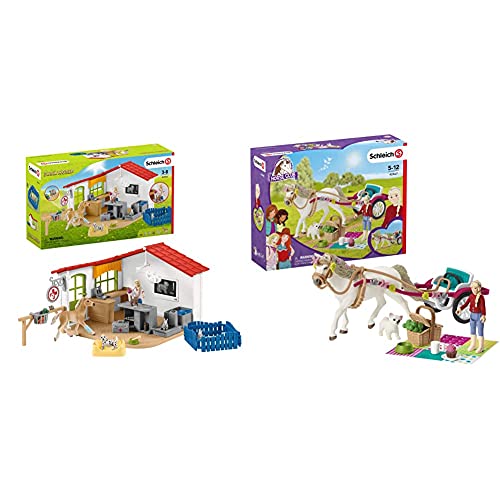 Schleich 42502 Farm World Spielset - Tierarzt-Praxis mit Haustieren, Spielzeug ab 3 Jahren & 42467 Horse Club Spielset…