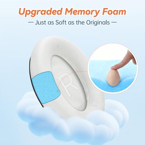 Image of Aurivor Replacement Ear Pads for Bose QuietComfort 45 35 ii (QC45 QC35) Headphones, Anti-Tear Earpads Cushions for QC SE SC & New Quiet Comfort (Deep Bass), Softer Foam & Leather (White)