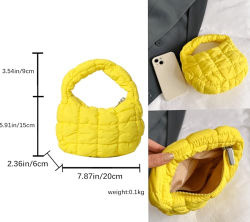 Image of Quilted MINI Handbag and Purses Women Puffer Nylon Hobo Cotton Padded Purse Work Travel Lightweight