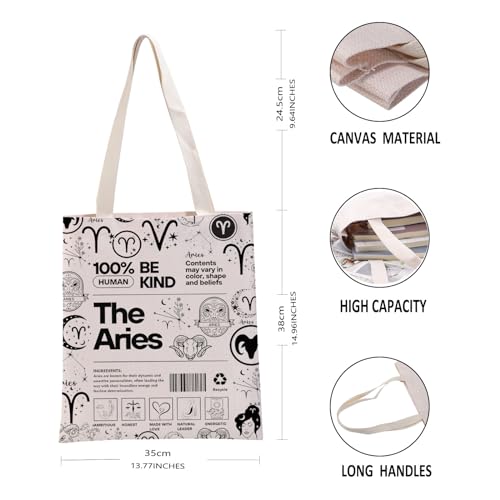 G2TUP Aries Inspired Gift 100% Human Be Kind The Aries Tote Bag Astrology Lover Handbag Zodiac Aries Merch3