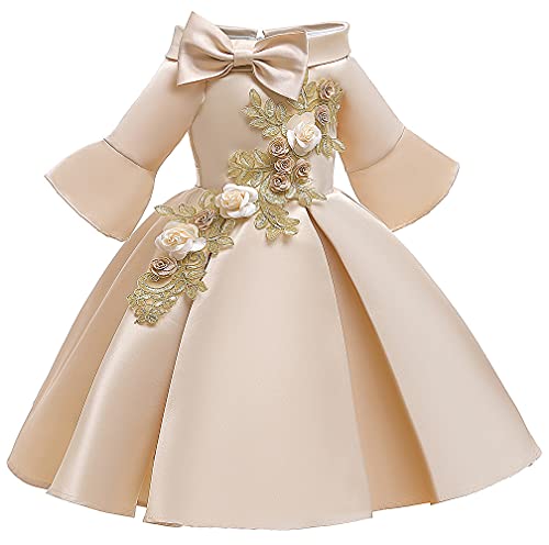 Super Fairy Flower Girls 3/4 Sleeve Pageant Party Formal Dresses Kids Wedding Ball Gown2