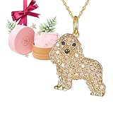 SCAMPER & CO Dog Breed Pendant Necklace for Women - Genuine Gemstone and Cubic Zirconia Puppy Charm, Premium Sterling Silver Jewelry Gift for Dog Moms, Real 18K Yellow Gold or Rhodium Plating, 18 to 20 inch