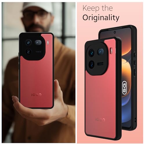 Image of KAPAVER Hybrid Back Cover Case Compatible with iQOO 12 5G (PC+TPU) (Black)