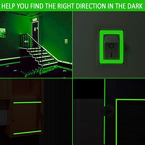 Image of 2PCS Luminous Tape, 10m x 10mm Glow in Dark Waterproof Fluorescent Adhesive Warning Tape for Stairs Stage Supplies Decoration (Green Light)