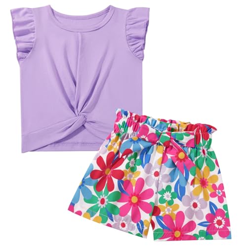 Conjunto de ropa de verano para niñas pequeñas traje floral de dos piezas