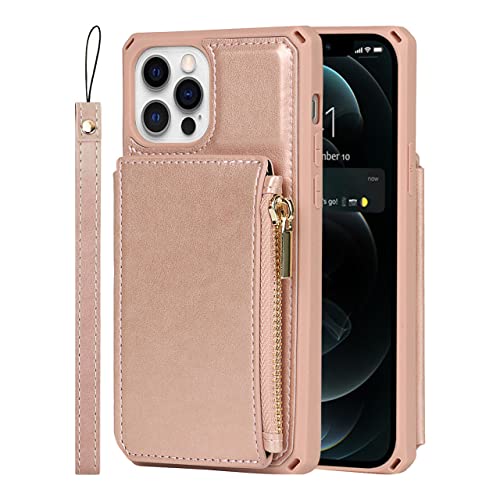 Portefeuille zippé iPhone XR étui cuir avec sangle amovible